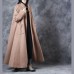 New Women Vintage Loose Beige Long Woolen Thick Coat