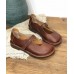 Fashion Chocolate Buckle Strap Loafers For Women Cowhide Leather