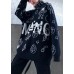 Cute black Cartoon print knitted t shirt casual high neck knit sweat tops
