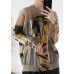 Cute o neck yellow print sweaters Loose fitting Batwing Sleeve knitted top