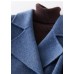 Fashion oversized long winter coat double breast outwear denim blue Notched Wool jackets