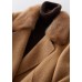 Fashion khaki woolen coats casual winter coat fur collar jackets tie waist