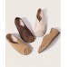 Khaki Cowhide Leather Flats Splicing Flat Feet Shoes