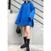 Fashion blue knitted pullover plus size clothing winter knit tops side open