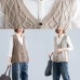 Fashion fall light khaki knit tops oversize sleeveless clothes For Women