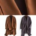 boutique Loose length long sleeve outwear dark gray pockets Woolen Coat Women