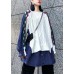 Women white knitted pullover plus size clothing knitted blouse patchwork false two pieces tops