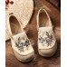 Black Embroideried Cotton Linen Fabric Splicing Flat Shoes