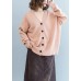 Oversized fall pink knit sweat tops plus size clothing v neck knit blouse