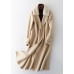 Fashion beige woolen outwear oversized long coats fur collar woolen outwear Notched