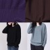 Comfy long sleeve sweater Loose fitting purple knit tops v neck