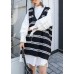 Pullover black striped knit blouse v neck sleeveless knit tops