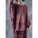 Oversized o neck red knit tops trendy plus size Batwing Sleeves tops