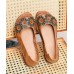 Black Floral Cowhide Leather Flats Splicing Flat Feet Shoes