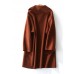 boutique brown Woolen Coat Women trendy plus size Jackets & Coats straight coat lapel collar