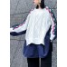 Women white knitted pullover plus size clothing knitted blouse patchwork false two pieces tops