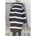 Cozy black white striped knitwear o neck baggy sweater tops