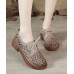 Nude Flat Shoes For Women Genuine Leather Boutique Cross Strap Flat Shoes