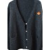 Chunky dark gray knit jacket casual v neck knitwear pockets