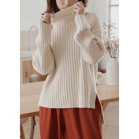 For Work high neck white sweaters plus size winter knitted top