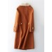 Luxury oversize trench coat fur collar brown Notched woolen overcoat