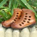 Casual Hollow Out Boots Brown Cowhide Leather