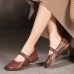 Chocolate Flat Shoes Genuine Leather Fine Embossed Flat Feet Shoes