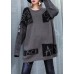 For Work gray chocolate patchwork knitted clothes plus size o neck Hole knitwear